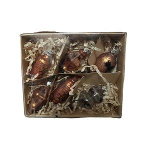 Halloween Mini Ornaments Blown Glass Skeleton Heads and Pumpkin Jack O Lanterns